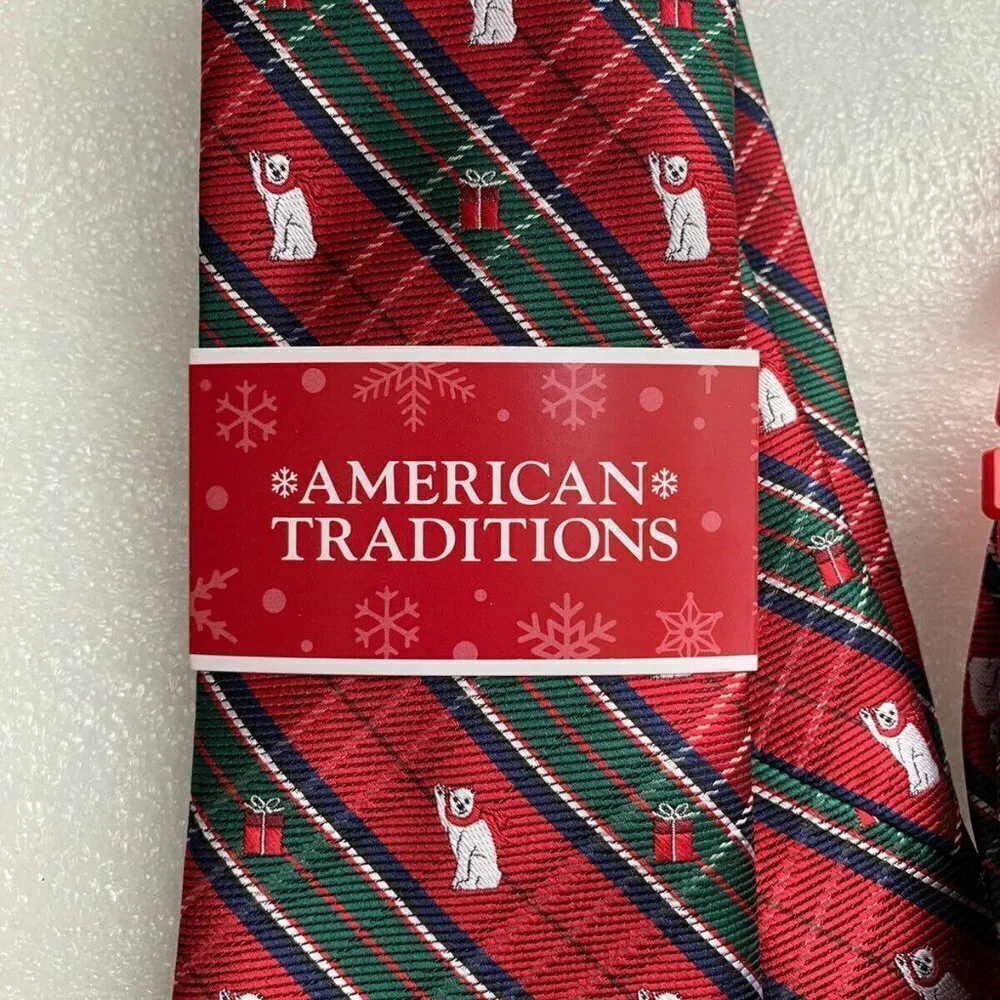 NEW American Traditions Plaid Polar Bear Necktie